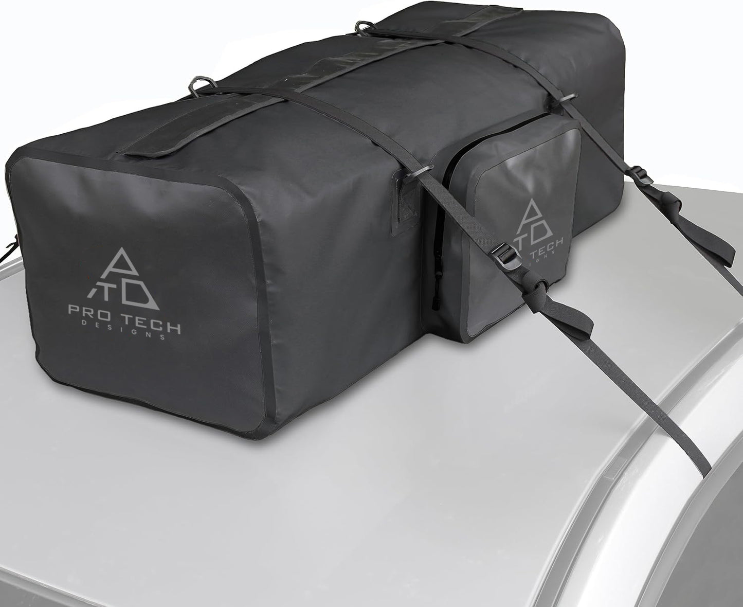 Car Top Waterproof Duffle Bag For Travel, Attaches With or Without Roof Rack, 120 Liters, Black